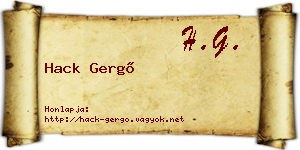 Hack Gergő névjegykártya